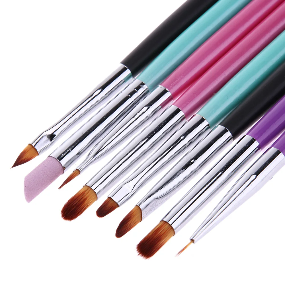 8pcs Different Shape Nail Brush Painting Pens UV Gel Drawing Brush