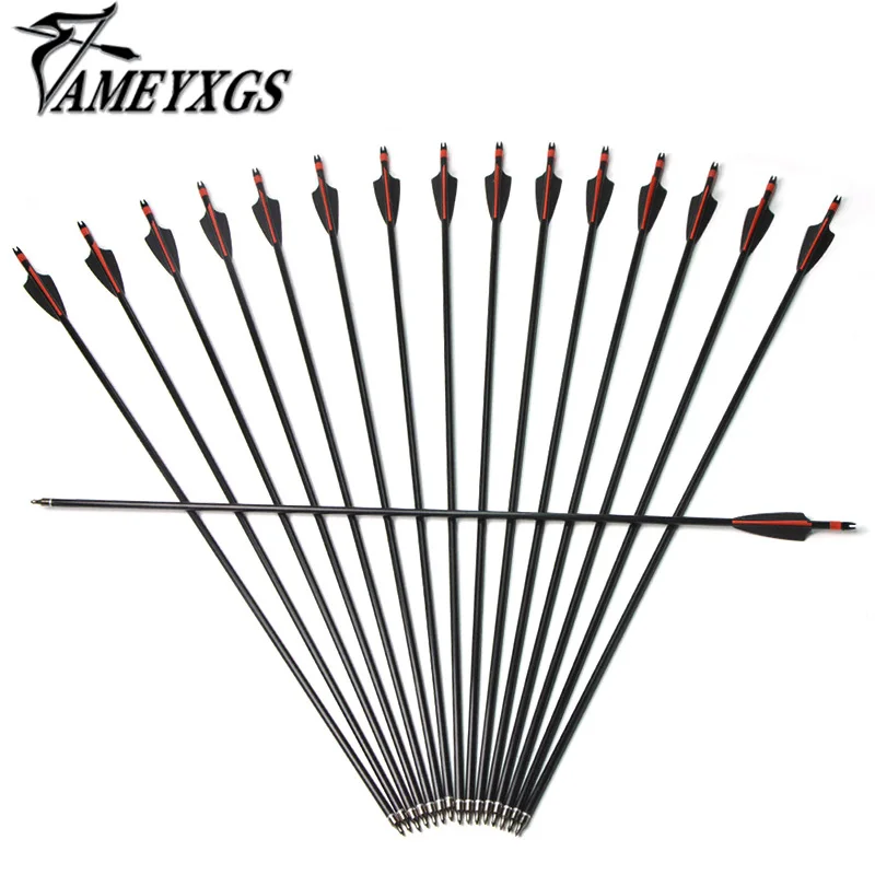 

Archery Fiberglass Arrows 12pcs Spine 500 Glassfiber Arrow With 100 Grain Arrowhead Hunting Shooting Archery Accessories