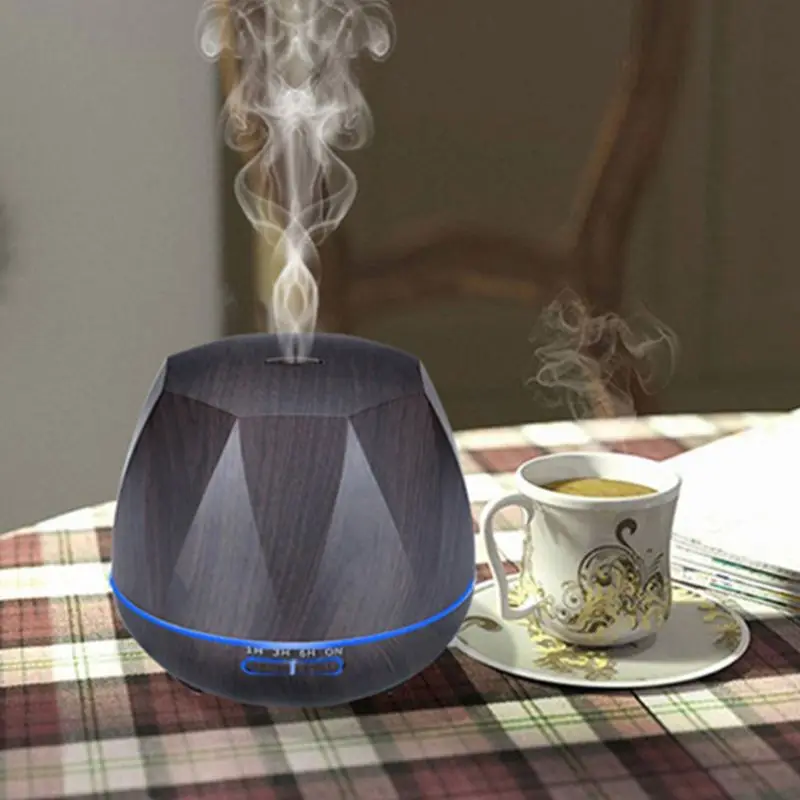 

500ml Wood Grain Ultrasonic Essential Oil Diffuser Light Auto Cut-off Aroma Aromatherapy Fine Fog Humidifier Anti Slip Base Room