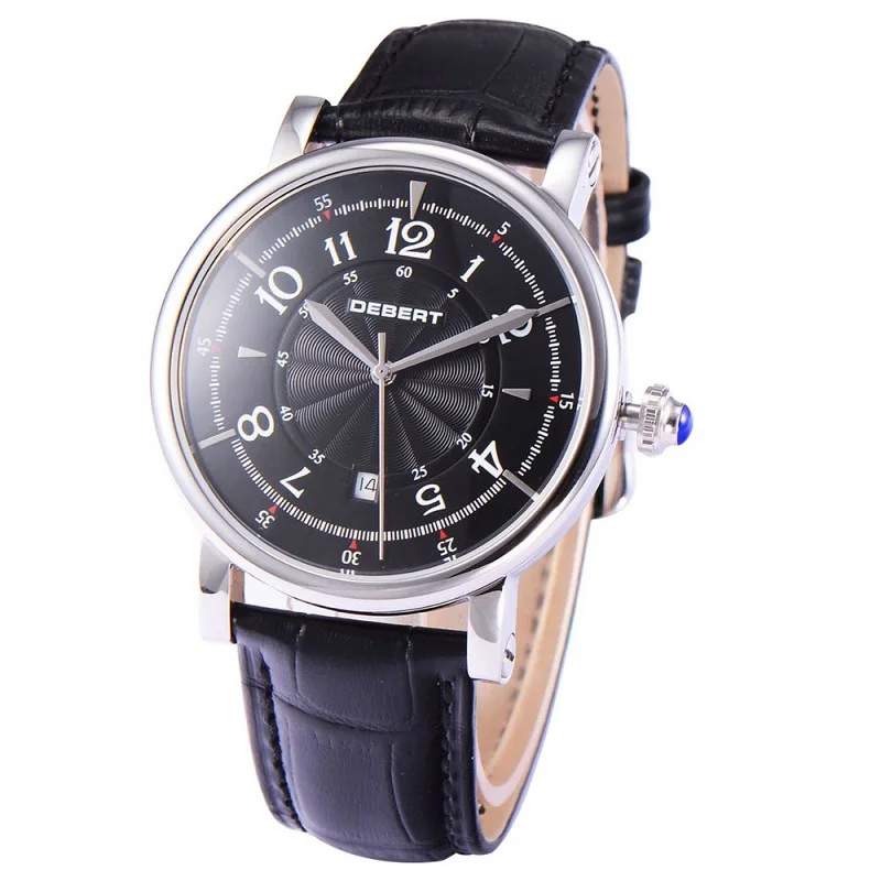 

Debert 43mm Watch Men Mechanical Automatic Leather Strap Calendar Date Luxury Top Brand Sport Watch Clock