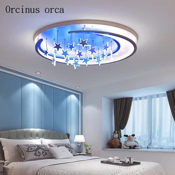 

Warm romantic LED moon ceiling lamp room girl bedroom children's room lamp modern cartoon LED star ceiling lamp free shipping