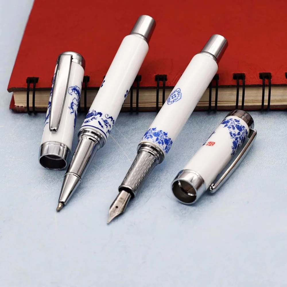 Creative Chinese blue and white porcelain copper Ballpoint pen. Roller Ball Pen .Fountain Pen