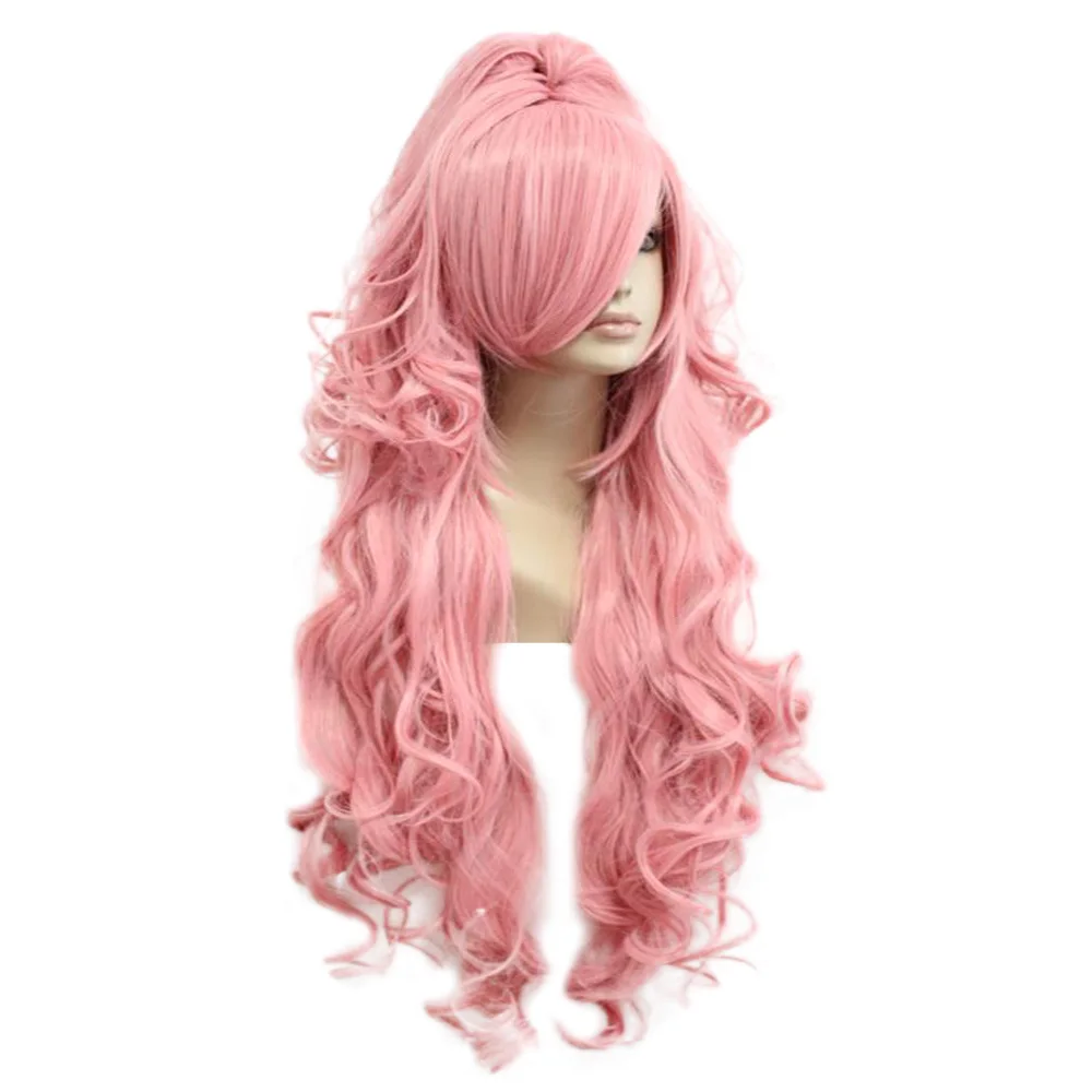 HAIRJOY Synthetic Hair Vocaloid Luka Cosplay Wig Pink Red Curly Wigs with Ponytail synthetic wig ponytail extensions
