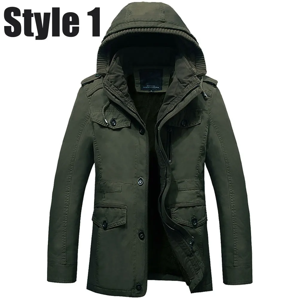 MYDBSH, теплое пальто, зимнее, для мужчин, с капюшоном, утолщенное, хлопок, пальто, Военный стиль, пальто, для мужчин, ветрозащитная, Зимняя парка, куртка, повседневная верхняя одежда - Цвет: Style1 Army Green