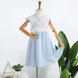Коллекция 5209 года, новое китайское платье принцессы с цветочной вышивкой для маленьких девочек летнее платье для свадебной вечеринки для