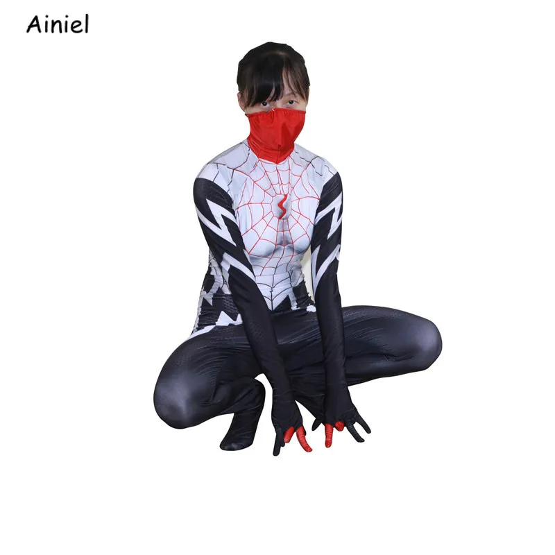 Ainiel Silk Cindy Moon Spidergirl косплей костюм спандекс Леди Женщины Человек-Паук Девушка Боди Zentai костюм Человек-паук Хэллоуин