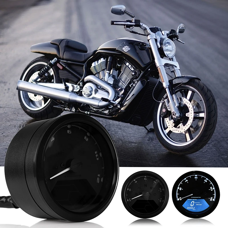 Multifunction LCD Backlight Digital Motorcycle Odometer Tachometer Speedometer Gauge Motorbike 12000RPM Support Alarm Function