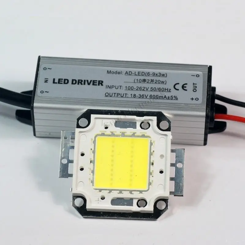 

One 10W 20W 30W 50W COB High Power RGB LED chip led flood light chip + One LED power supply Led floodlight driver