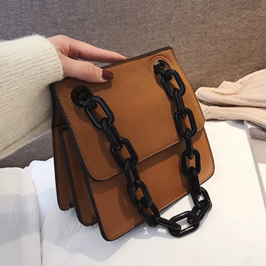 عارضة الاكريليك سلاسل حقيبة يد المرأة شعرية بو الجلود Crossbody حقائب للنساء الماركات تصميم صغيرة رفرف بولسا حقيبة ساعي