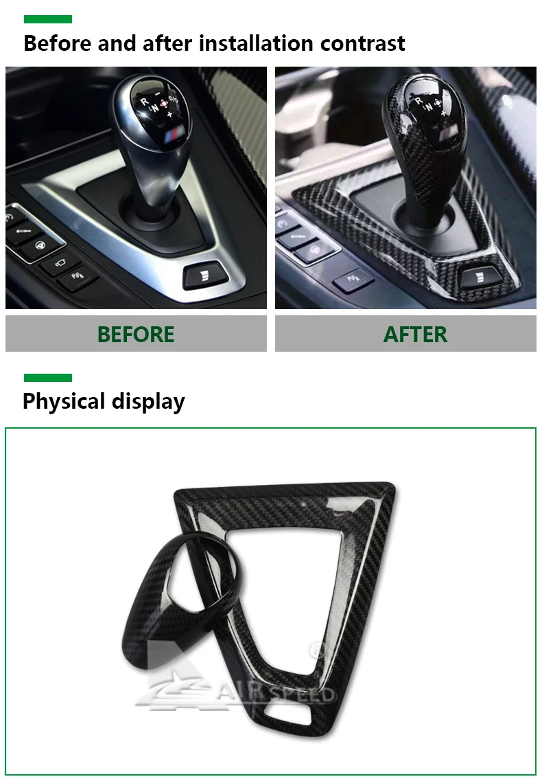 Carbon Fiber Gear Knob Cover for BMW F80 M3 F82 M4 F87 E92 E93 E60 M5 F10 M5 M6 F85 X5M F86 X6M Accessories Car Styling (3)