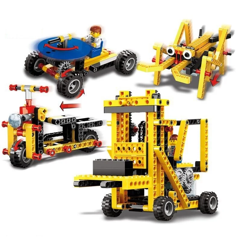 

Technic Series Building Blocks Electronic Power Machinery Forklift 4 in 1 Engineering Crane Education Toys
