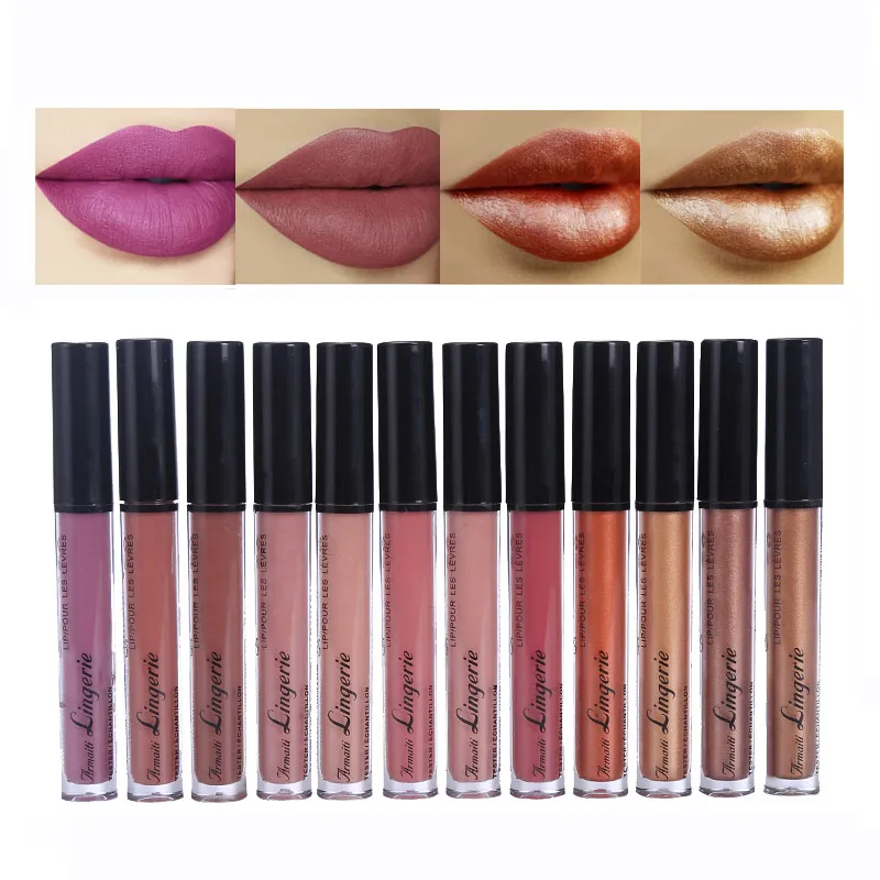 

ARMAITI Brand Matte Liquid Lipstick Women Lips Makeup Cosmetics Metallic Lip Gloss Beauty Make up Mate Batom Matt Lipgloss Stick