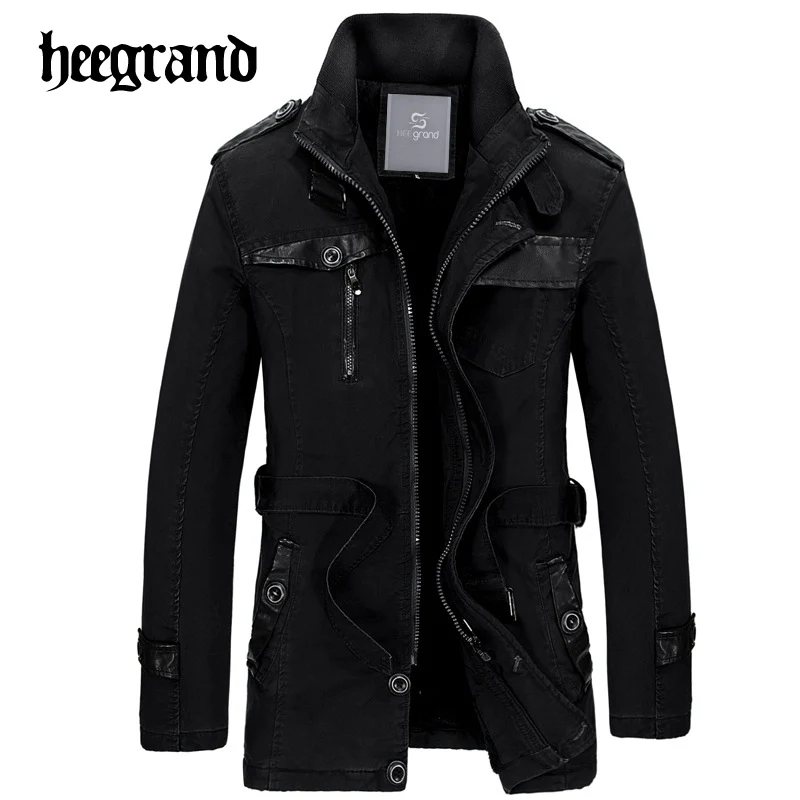 HEE GRAND 2018 New Long Trench Coat Men Thick Winter Coat