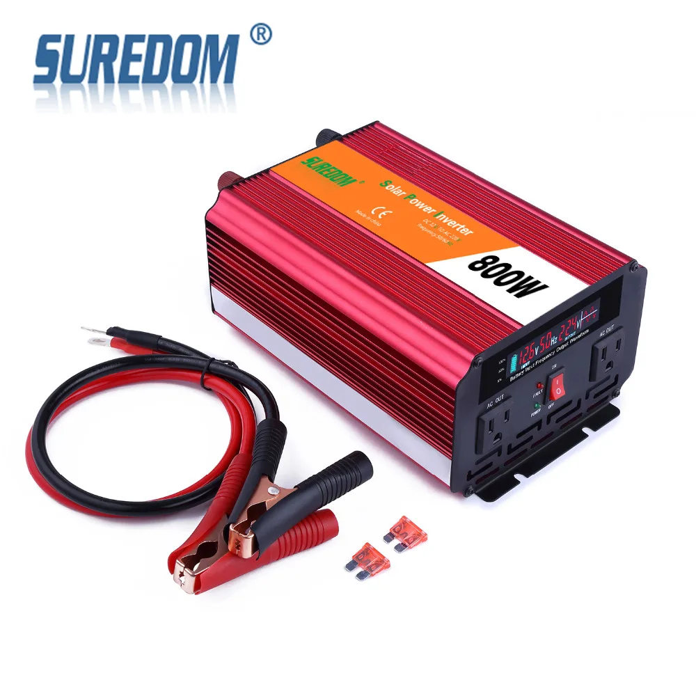 

800W Power Inverter High Capacity Home Converter DC 12 24V to AC 110 220V 50Hz with LCD Display Full Power
