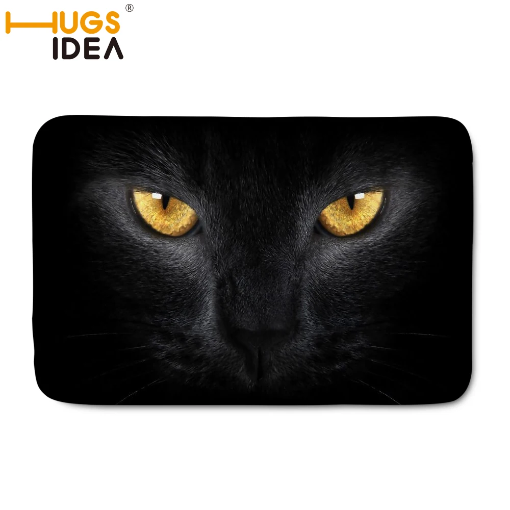 

HUGSIDEA 3d Black Cat Animal Print Bath Mat Memory Foam Rug Flannel Non-Slip Bath Mats Bathroom Carpet Living Room Rug Bathmat