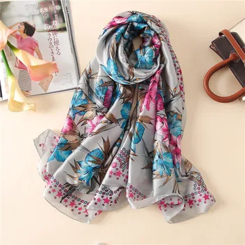 

Summer Floral Silk Scarf Hot Large Chic Print Silk Foulard Head Scarf Fashion Beach Sarong [3232]