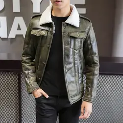 Корейский искусственная кожа куртка Для мужчин пальто 5xl бренд Высокое качество PU верхняя одежда Для мужчин мотоциклетные зимние из