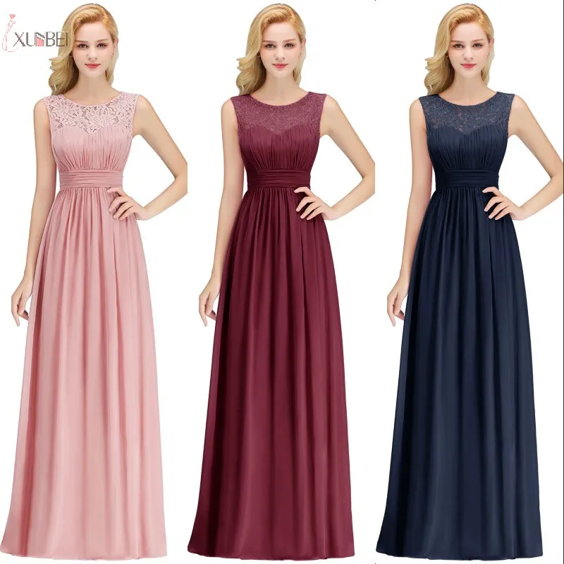 

Vestido de festa longo Elegant Dusty Pink Lace Evening Dresses Long 2019 Sleeveless Chiffon Prom Dresses Party Gowns