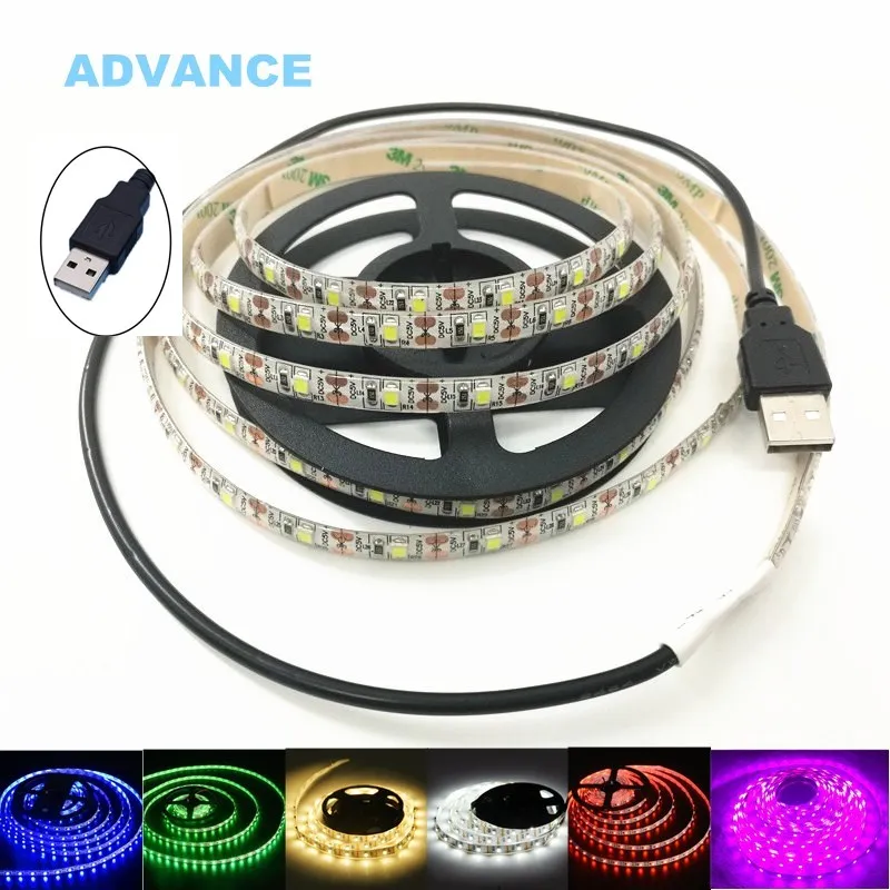 #cheap USB LED Strips SMD3528 light 5V adapter string Christmas desk Decor lamp tape For TV Background Lighting 5V 50CM 1M 2M 3M 4M 5M