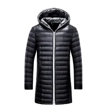 Мужской длинный пуховик, бренд doudoune homme Tace& Shark, ультра тонкий пуховик, мужская приталенная зимняя куртка на утином пуху для мужчин