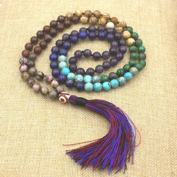 

This one without metal pieces 7 Chakra Mala Tassel necklace