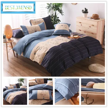 

Striped pastoral style Duvet Cover King -cotton Bedding Sets -Quilt cover bedsheet pillowcases bedspread colchas sabanas cama
