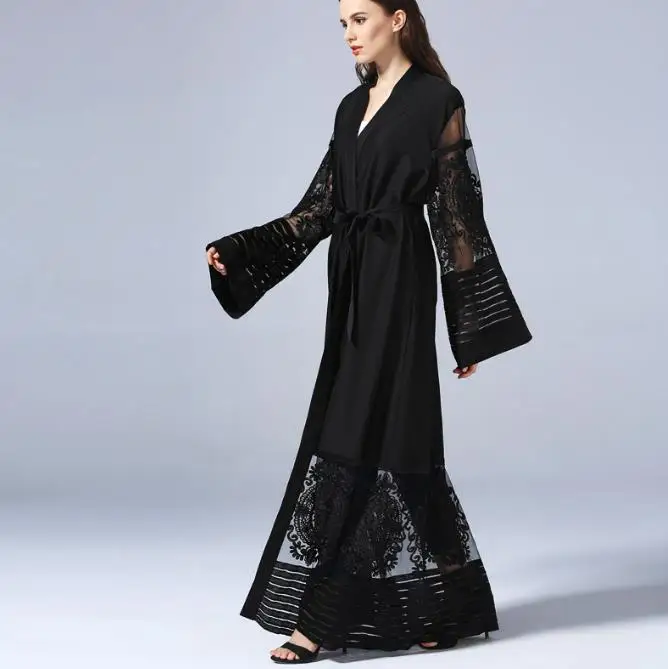 Элегантное мусульманское платье Abaya кружевной кардиган туника одежда thube Burka