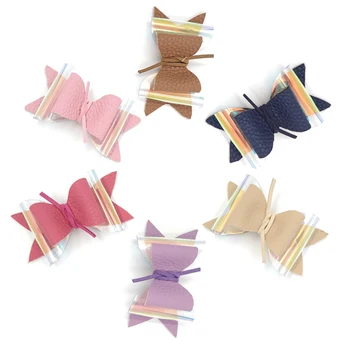

24Pcs/lot 6Colors 8.7*5cm PVC Leather Bow Hairclips Baby Girls Outfit Decor Luxe Hair Bow Clips Kids Hair Accessory Kidocheese