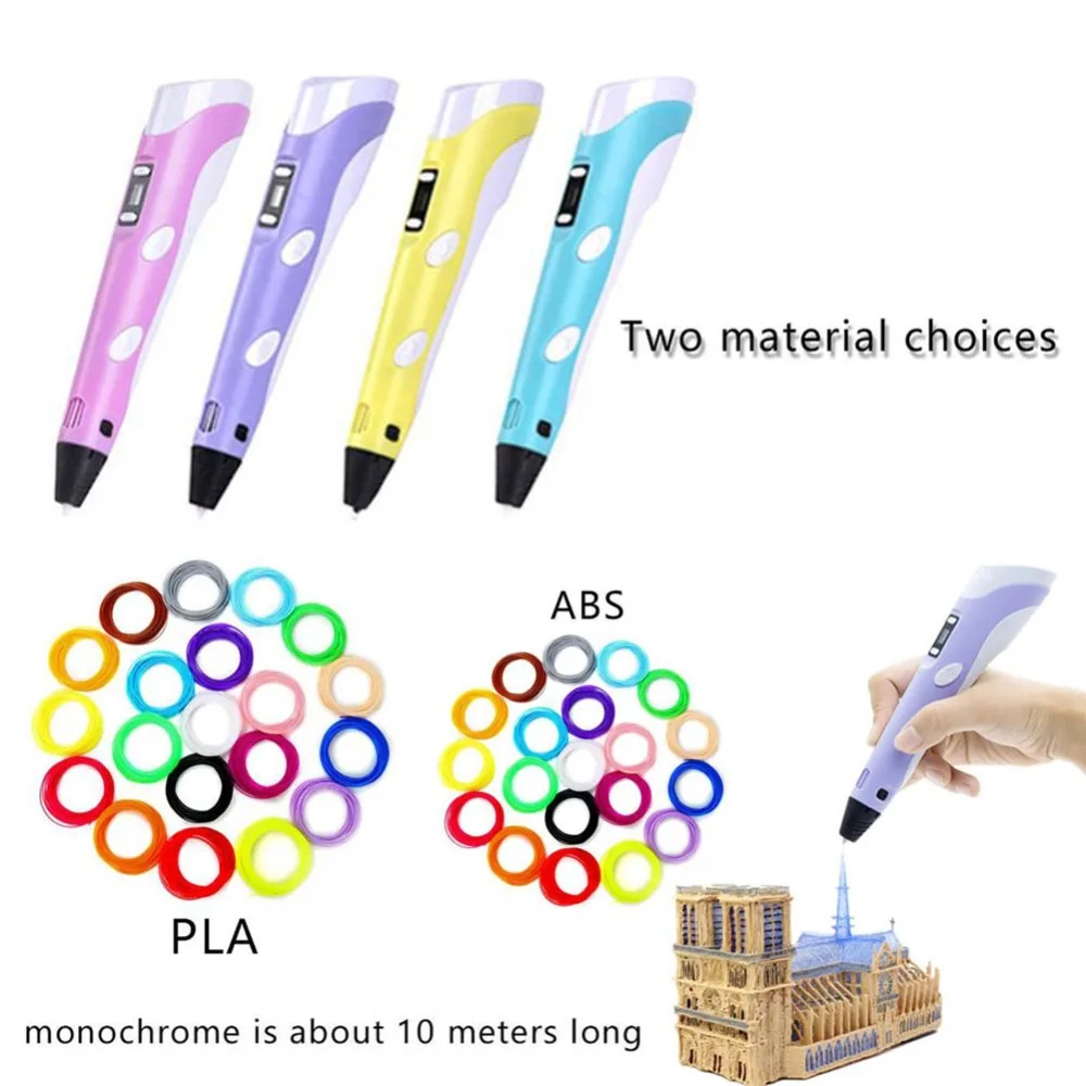 

Crafting Abs/pla 1st 1.75mm Diy Led Display 3d Printing Pen Creative Gift For Kids Design Painting Draw Tools With Pen Filament