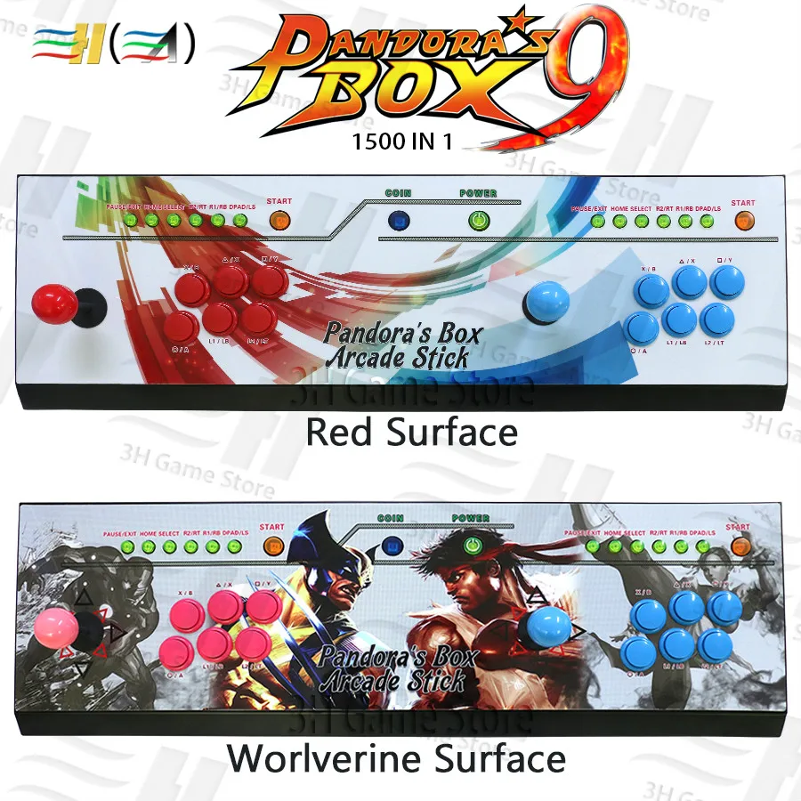 2018 Pandora Box 9 1500 in 1 Video Games Arcade Stick Console 2 Players joystick led button Pandora's box 5 plus Version console