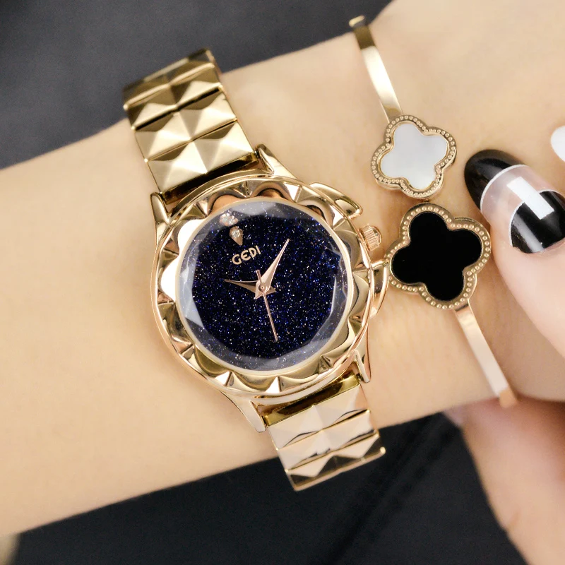 GEDI Fashion Golden Women Watches Top Luxury Brand Ladies Dress Quartz