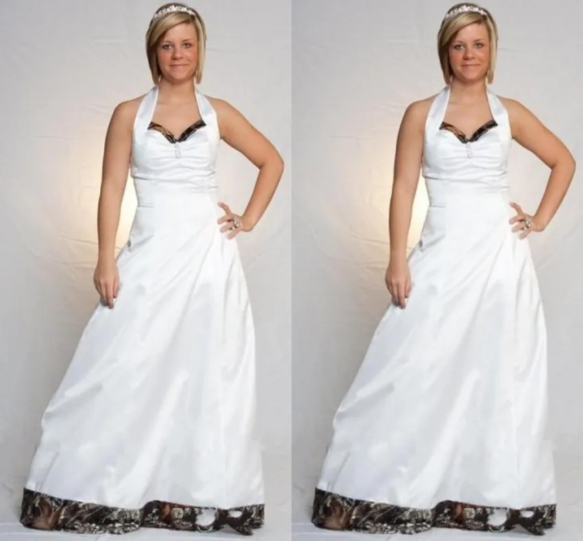 

New Style Camo Wedding Dress Halter Sleeveless Backless Vestido De Casamento A Line Wedding Dresses Floor Length Camouflage