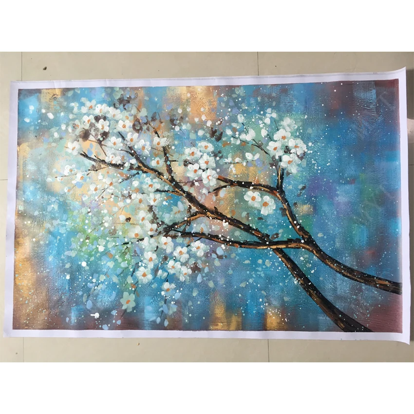 Billige Große 100% Handgemalte Blumen Baum Abstrakte Morden Ölgemälde Auf Leinwand Wand Kunst Wand Bilder Für Live Room Home Decor