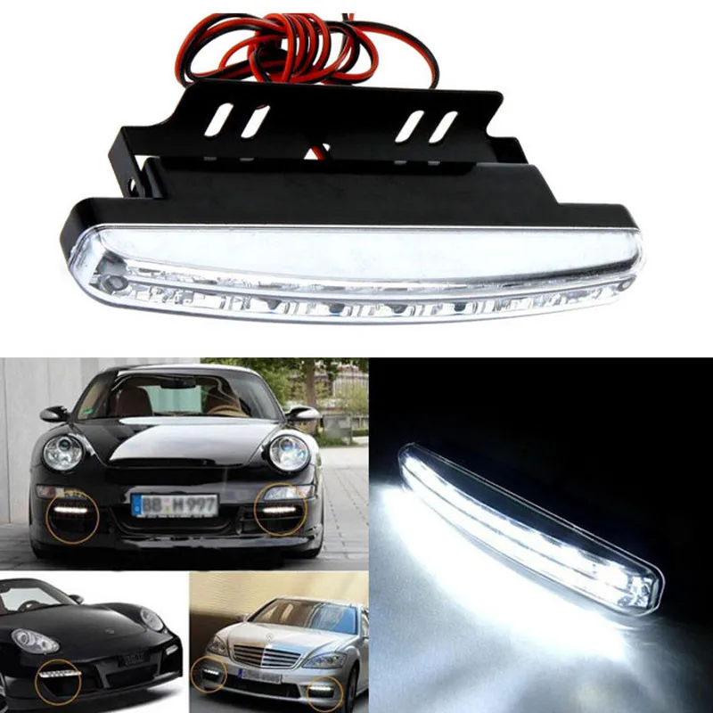

2PC LED Light Headlight Car Fog Lamp 8 Daytime Driving Running Light DRL Super Bright Waterproof DC 12 Car accessories oto /1.5