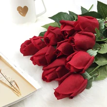 10pcs/set Real Touch Rose Buds Flowers Artificial Wedding Roses bridal bouquets Home Decorative