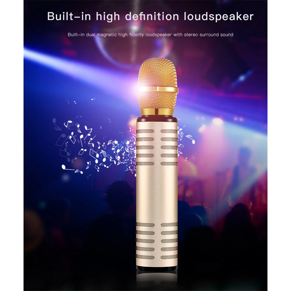 Многофункциональный беспроводной Bluetooth караоке микрофон с двумя динамиками портативный интеллектуальный микрофон для мобильного телефона караоке