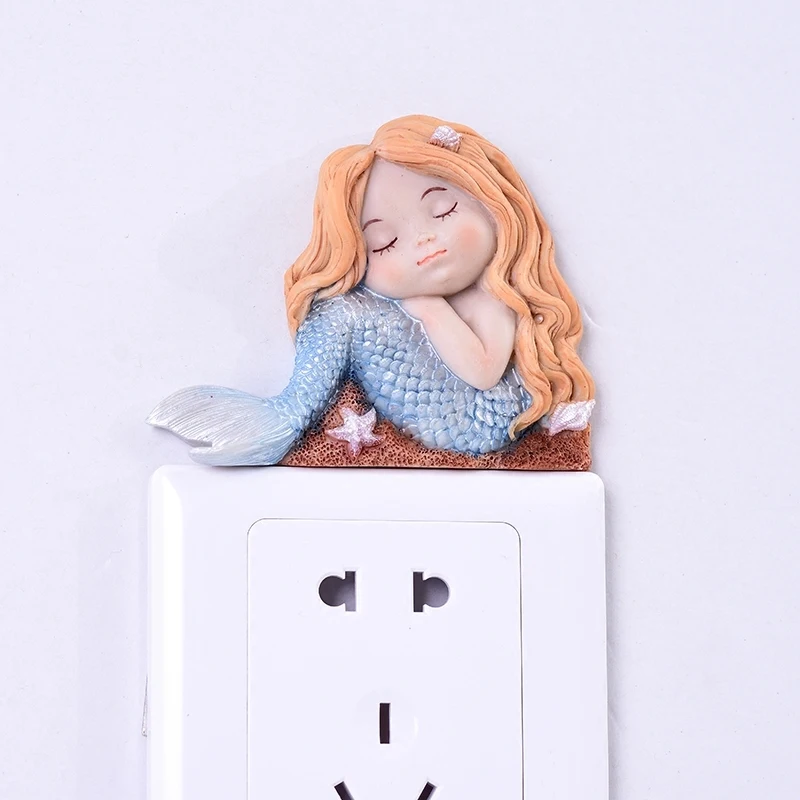 Kawaii 3D Русалка переключатель палка для розетки настенное украшение наклейки