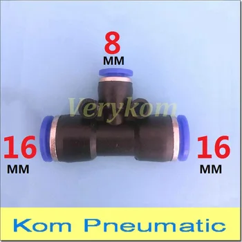 

Wholesale 100pcs/lot Pneumatic 16mm To 8mm Unequal Union Tee Quick Fitting Connector Reducer 16MM-8MM-16MM Joiner PEG 16-8-16