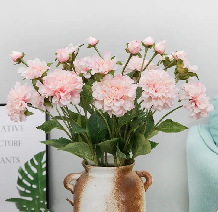 

3Heads Chinese Herbaceous rose Peony Artificial Silk Flowers flores for Christmas home wedding decoration fake Flower fleur