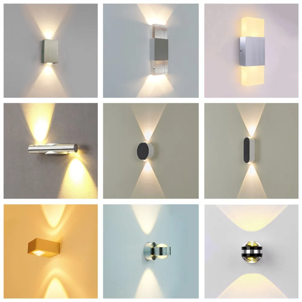 

LED wall lamp Up Down 6W aluminum wall sconce Indoor lighting fixtures AC110V 220V Modern wall lights