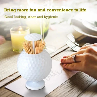 Golf Ball Shaped Automatic Toothpick Holder Pop-up Novelty Gift Indoor& Cars Golf Decoration