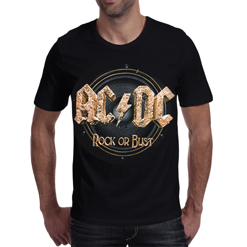 Rocksir 2017 простая Дизайнерская мужская футболка ACDC rock или bust забавная мужские