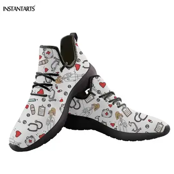 

INSTANTARTS Premium Sketch Physio Woman's Running Shoes Nurse Pattern Knit Mesh Sneakers Lightweight Trainer Outdoor Gym Shoes