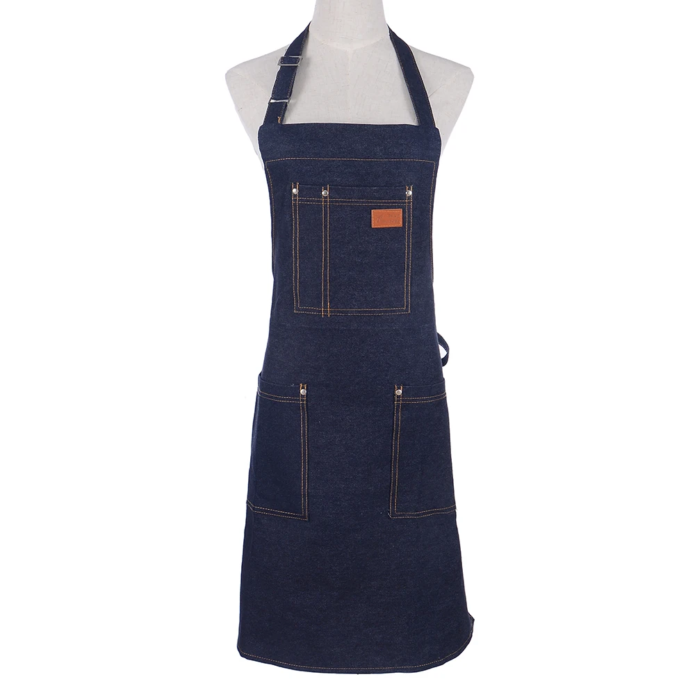 

Simple Clean and antifouling apron for the kitchen Unisex denim Cooking aprons Restaurant Barista Bartender Work Bib Tablier
