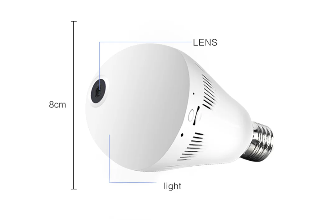 Камера видеонаблюдения «рыбий глаз» градусов Wi-Fi 360 Wifi ip-камера 1080 P лампочка 2.0MP Домашняя безопасность беспроводная панорамная камера
