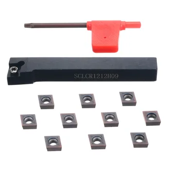 

10pcs High Quality CCMT09T304 Inserts + 1pc SCLCR1212H09 Boring Bar Holder with Wrench For Lathe Turning Tool