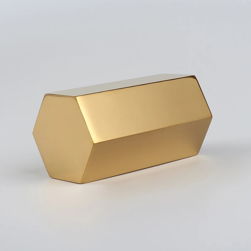 Nordic Hexagonal Stainless Steel Gold Flower Vase Modern Fashion Pen Holder Container Home Desktop Room Study Hallway Decor
