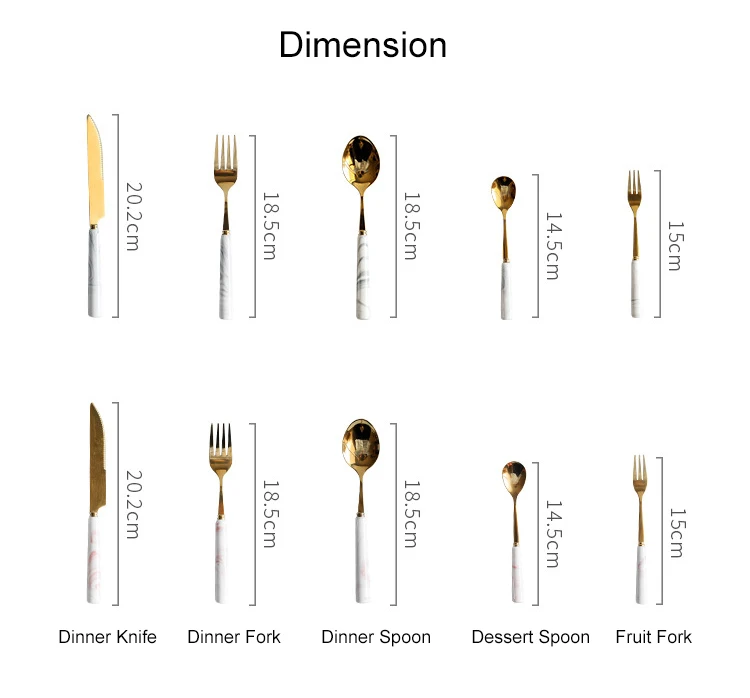 5 шт., Мраморная керамическая ручка, портативный набор посуды из нержавеющей стали 304, Золотой набор столовых приборов, набор столовых приборов, нож для стейка, вилка, ложка, набор