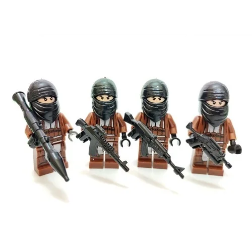 4 шт. бандиты, военные стрелки, оружие, городская полиция, части playmobil, Мини фигурки, строительный блок, кирпич, оригинальные игрушки