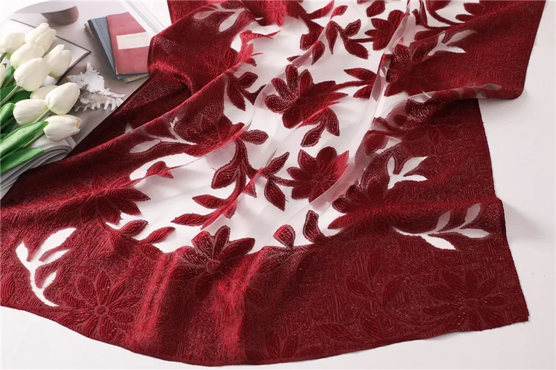 Летний Шелковый шарф для женщин из органзы выдолбленные платки с цветами и обертывания Дамская Пашмина бандана женский платок пляжные палантины